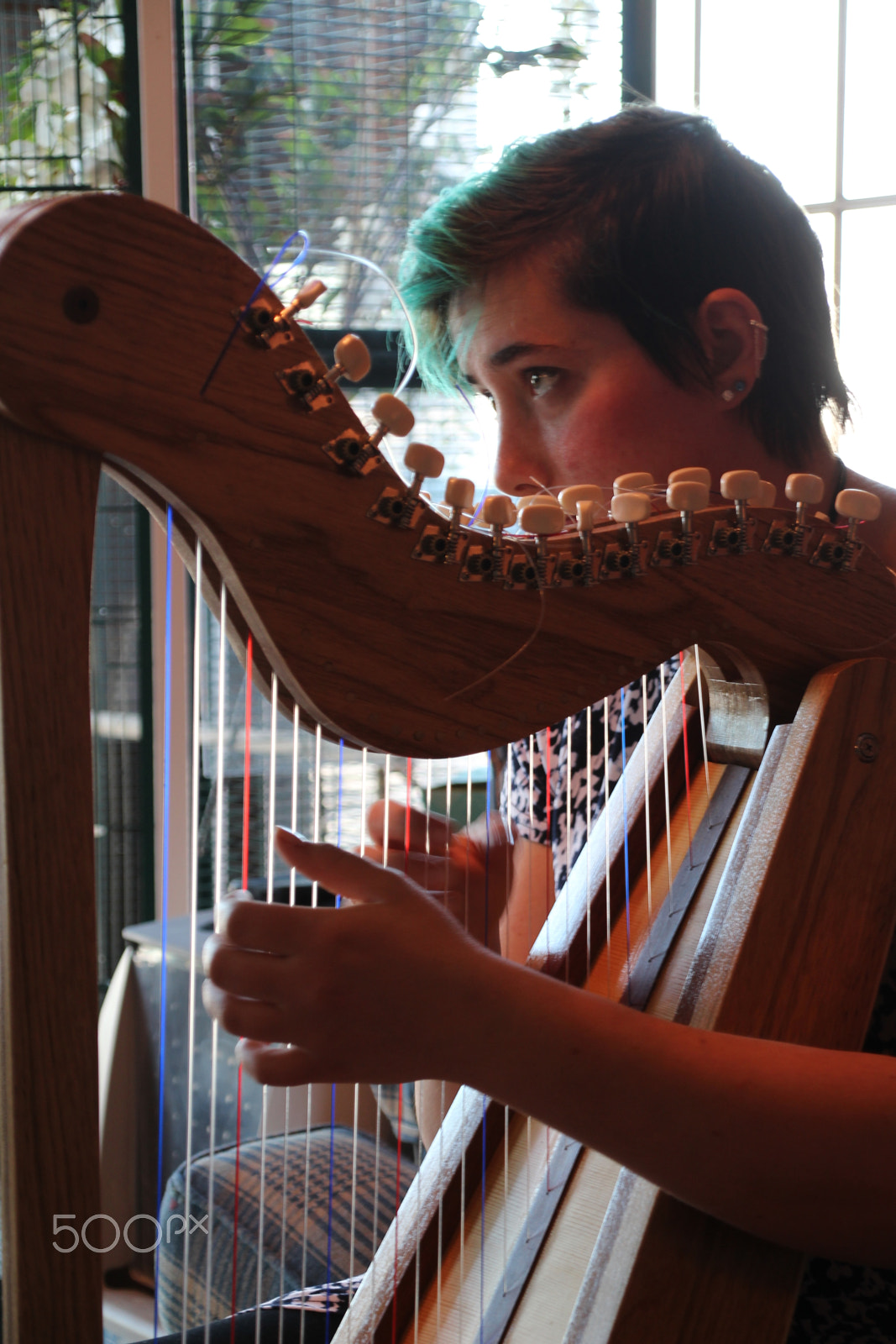 Canon EOS 1300D (EOS Rebel T6 / EOS Kiss X80) + Canon TS-E 90mm F2.8 Tilt-Shift sample photo. Girl with harp photography