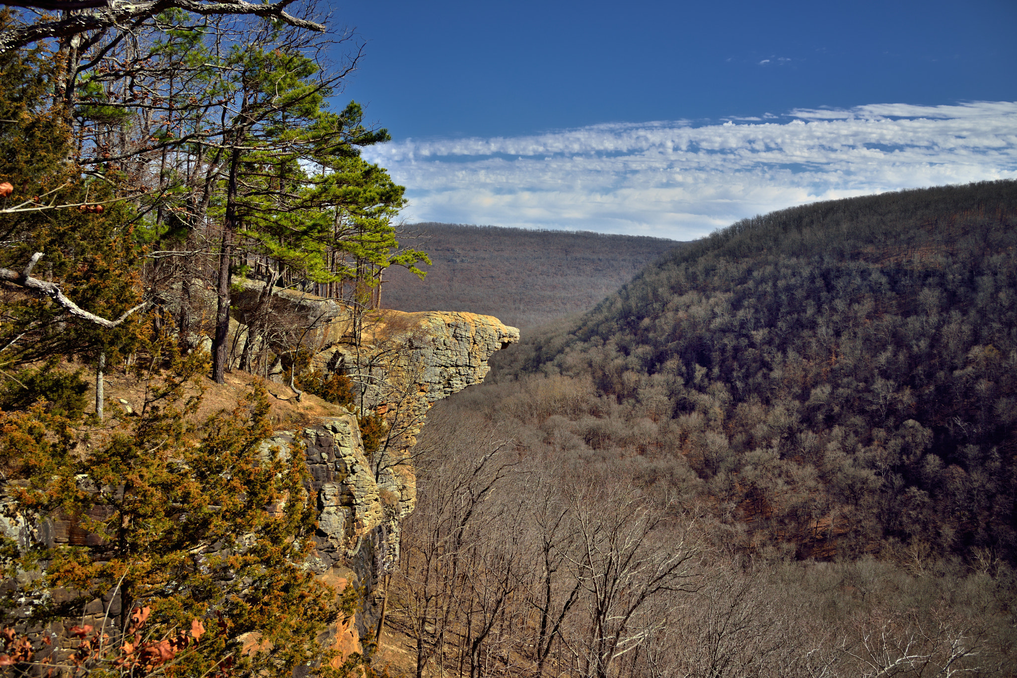 Nikon D800E + Nikon AF-S Nikkor 24-120mm F4G ED VR sample photo. The boston mountains and blue skies as a backdrop for hawksbill crag photography