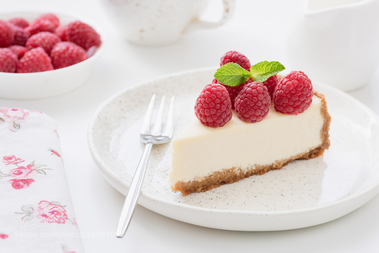 Nikon D810 sample photo. Cheesecake slice with raspberries photography