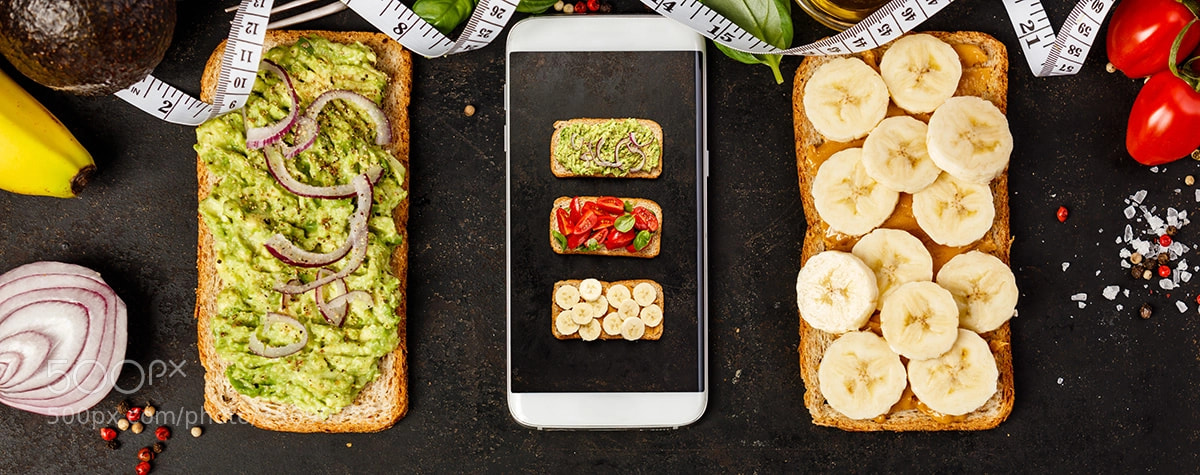 Canon EOS 5DS R sample photo. Healthy sandwicheson dark background photography