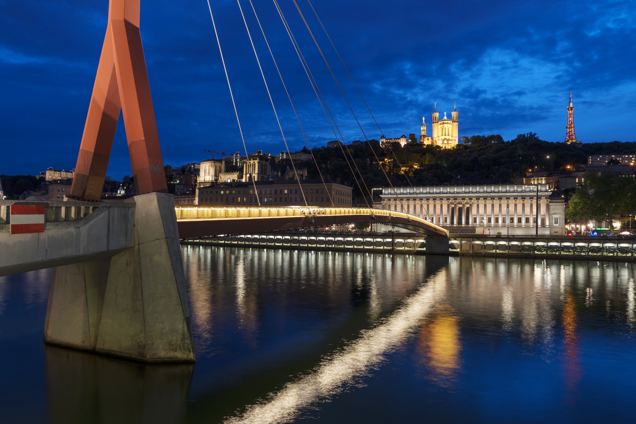 Famous view of Lyon by night.