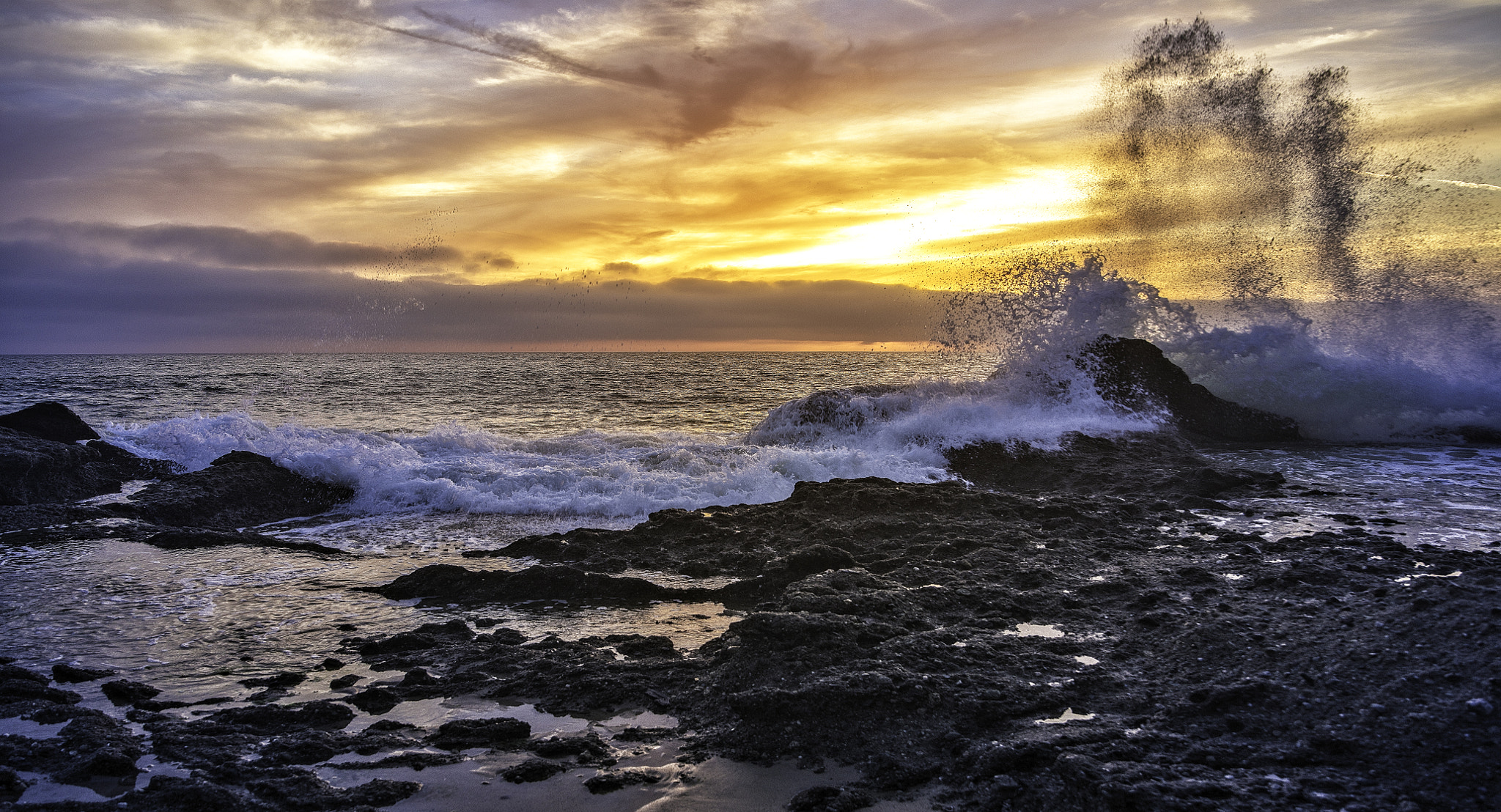 Pentax 645Z sample photo. Laguna beach sunset splash photography