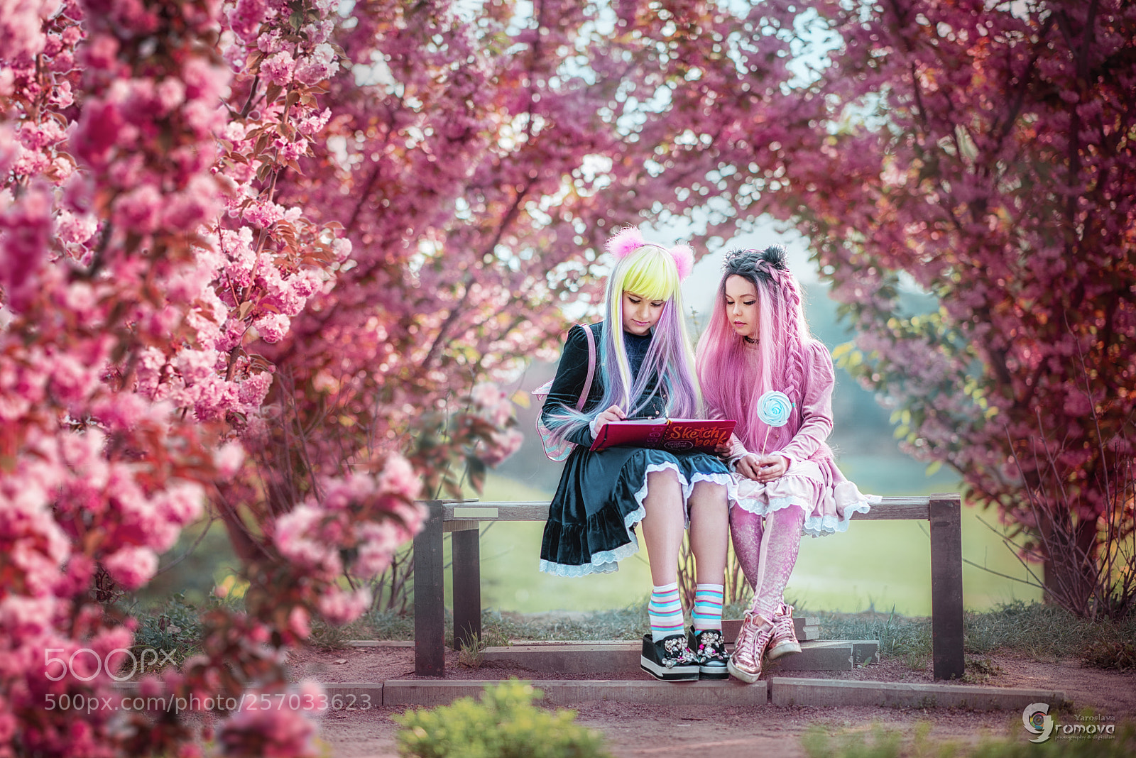 Nikon D750 sample photo. Anime kids in blooming photography