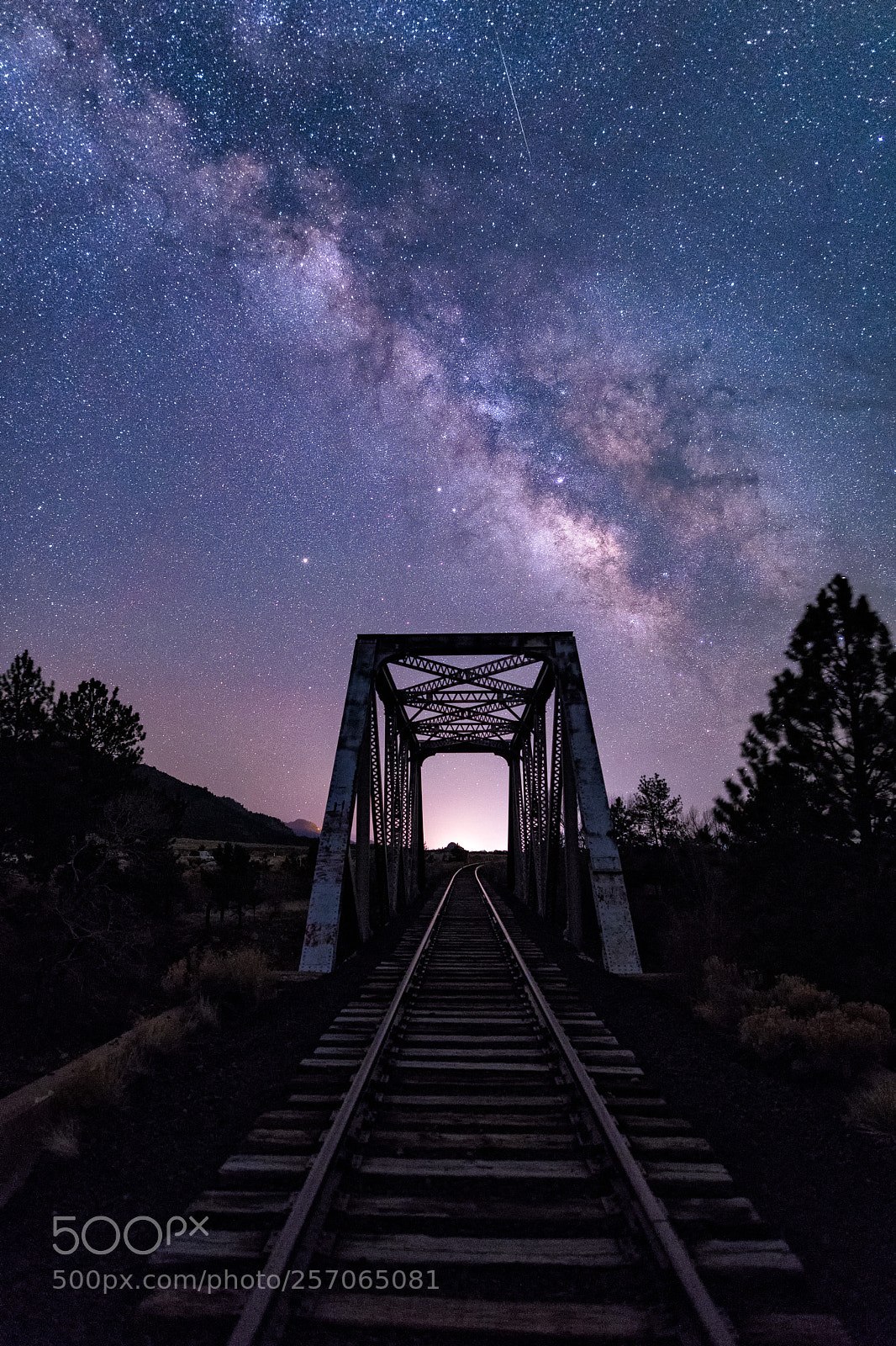 Nikon D850 sample photo. Railroad bridge milky way photography