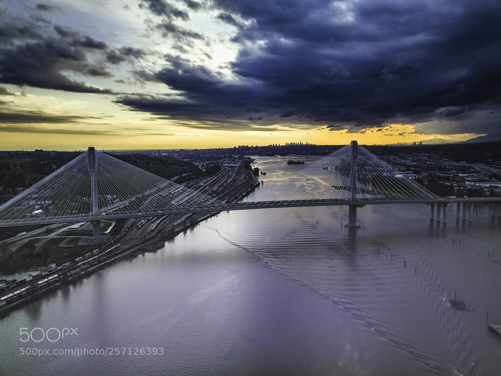 DJI FC220 sample photo. Port mann bridge photography