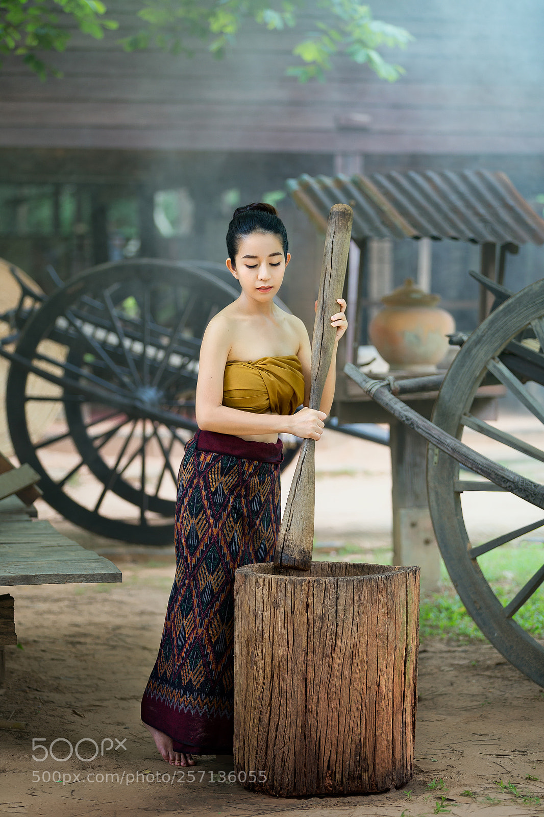 Canon EOS 6D sample photo. A large wooden mortar photography
