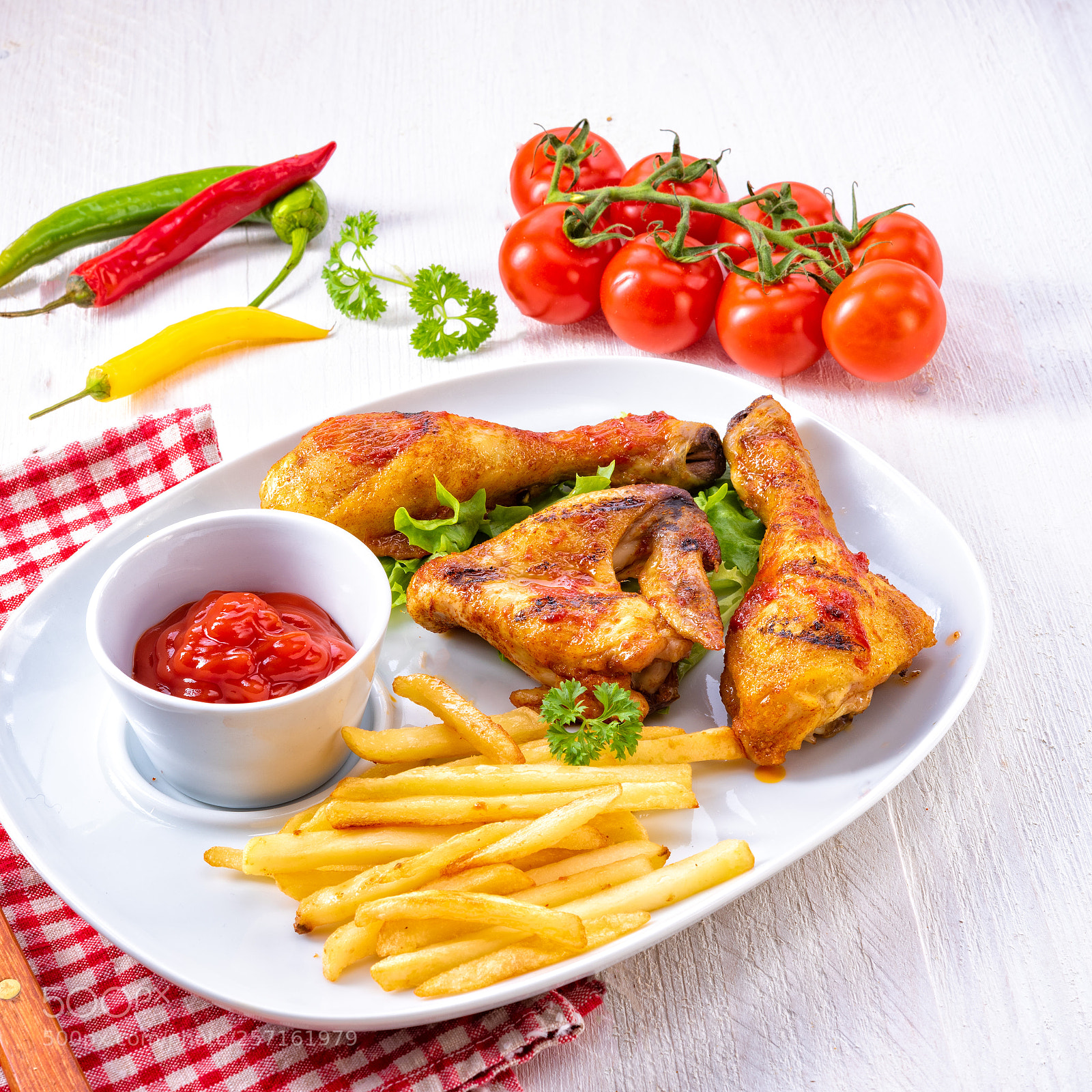 Nikon D810 sample photo. Grilled chicken wings,legs,chips and photography