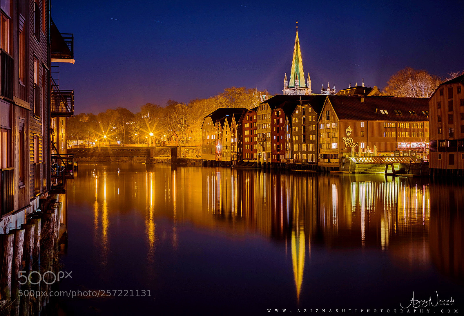 Fujifilm GFX 50S sample photo. Trondheim night with nidelva photography