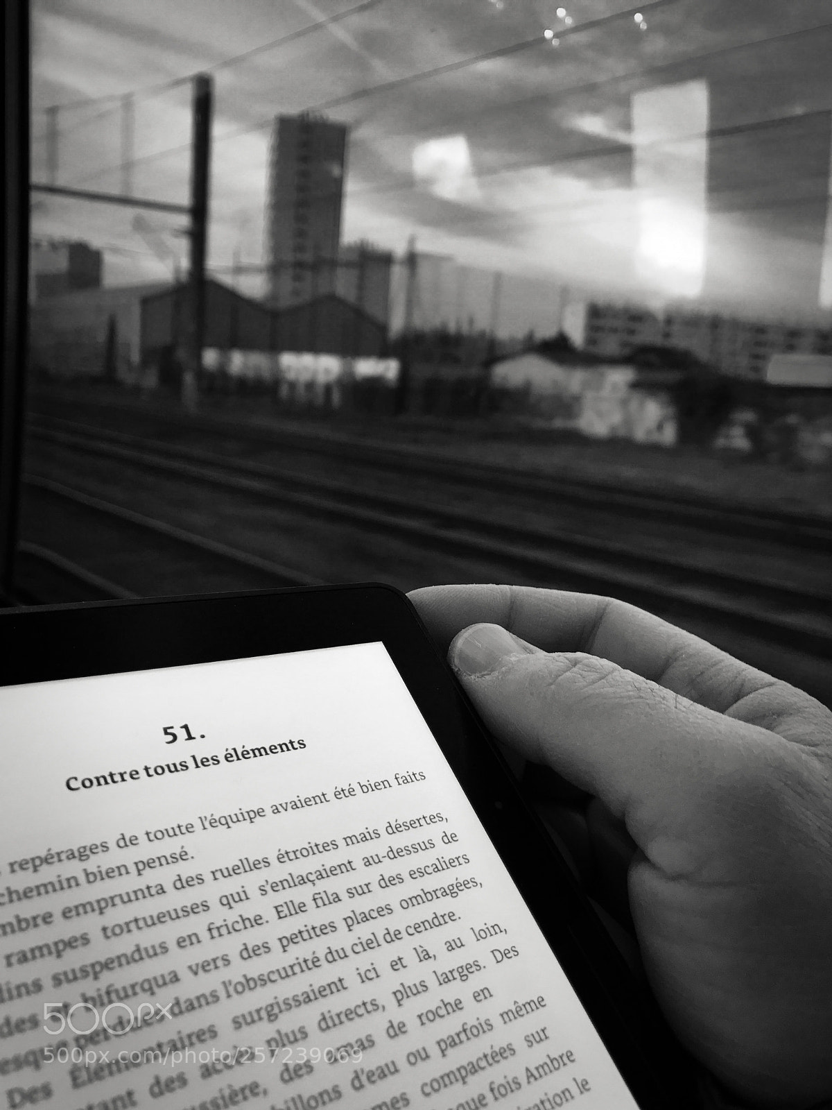 Apple iPhone 7 sample photo. Book in train photography
