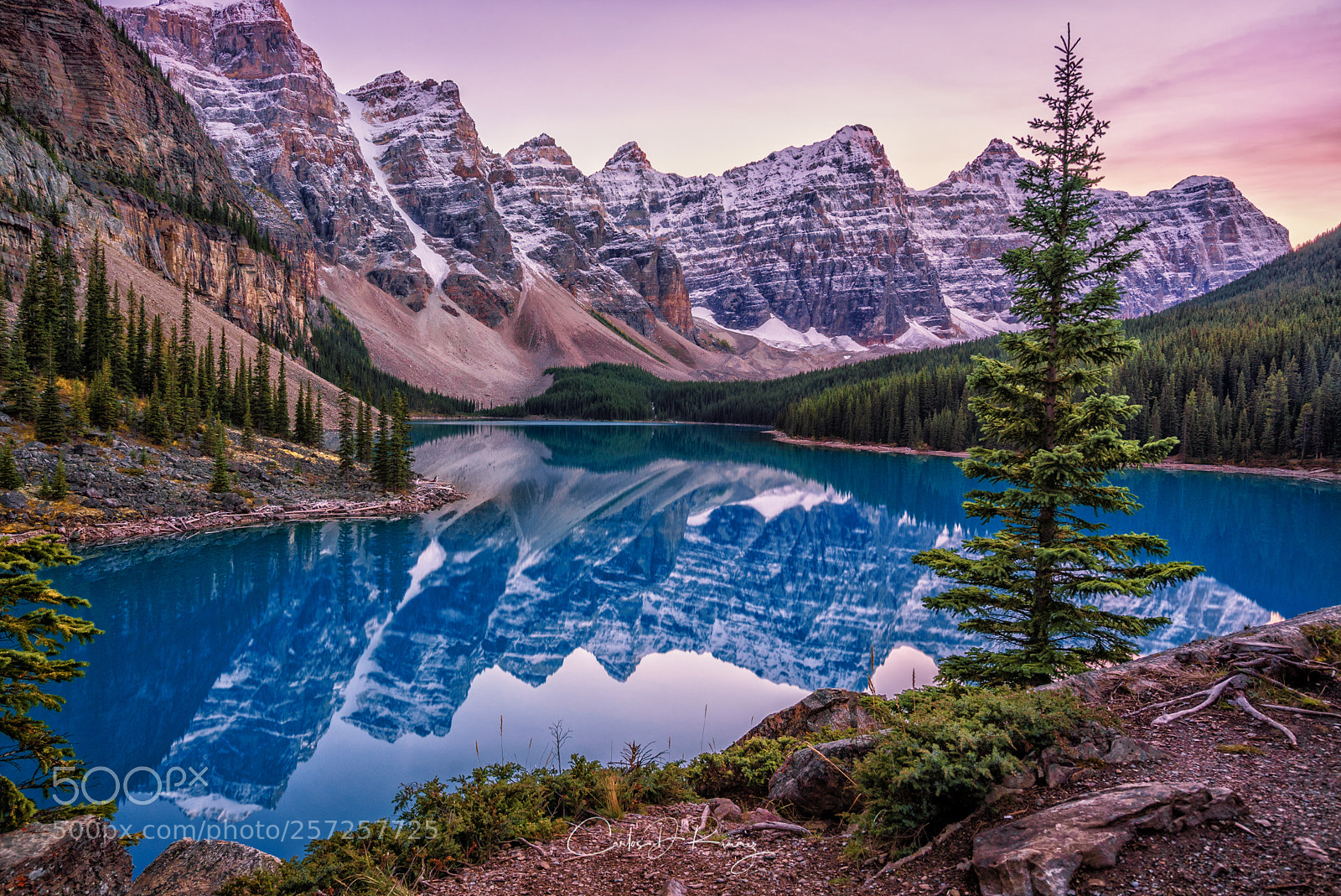Sony a7S sample photo. Moraine lake sunset photography