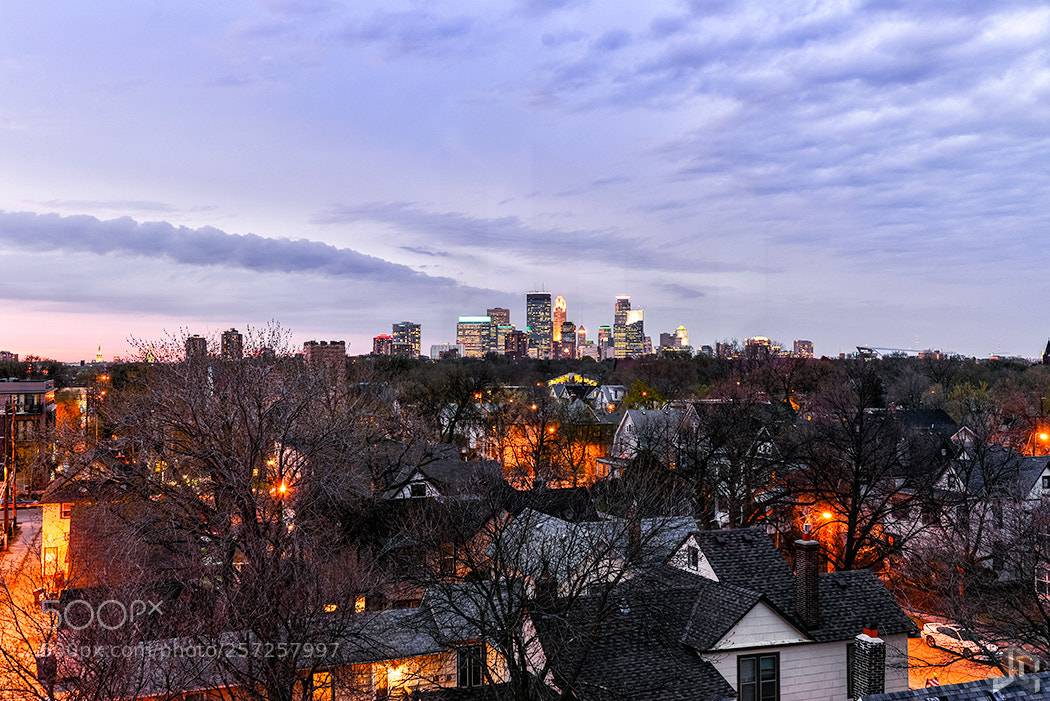 Nikon D610 sample photo. Mpls skyline dusk dsc photography