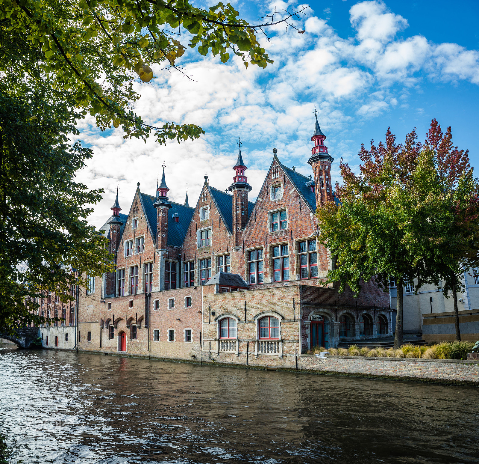 Ricoh GR sample photo. Bruge canal and biuldings, belgium photography