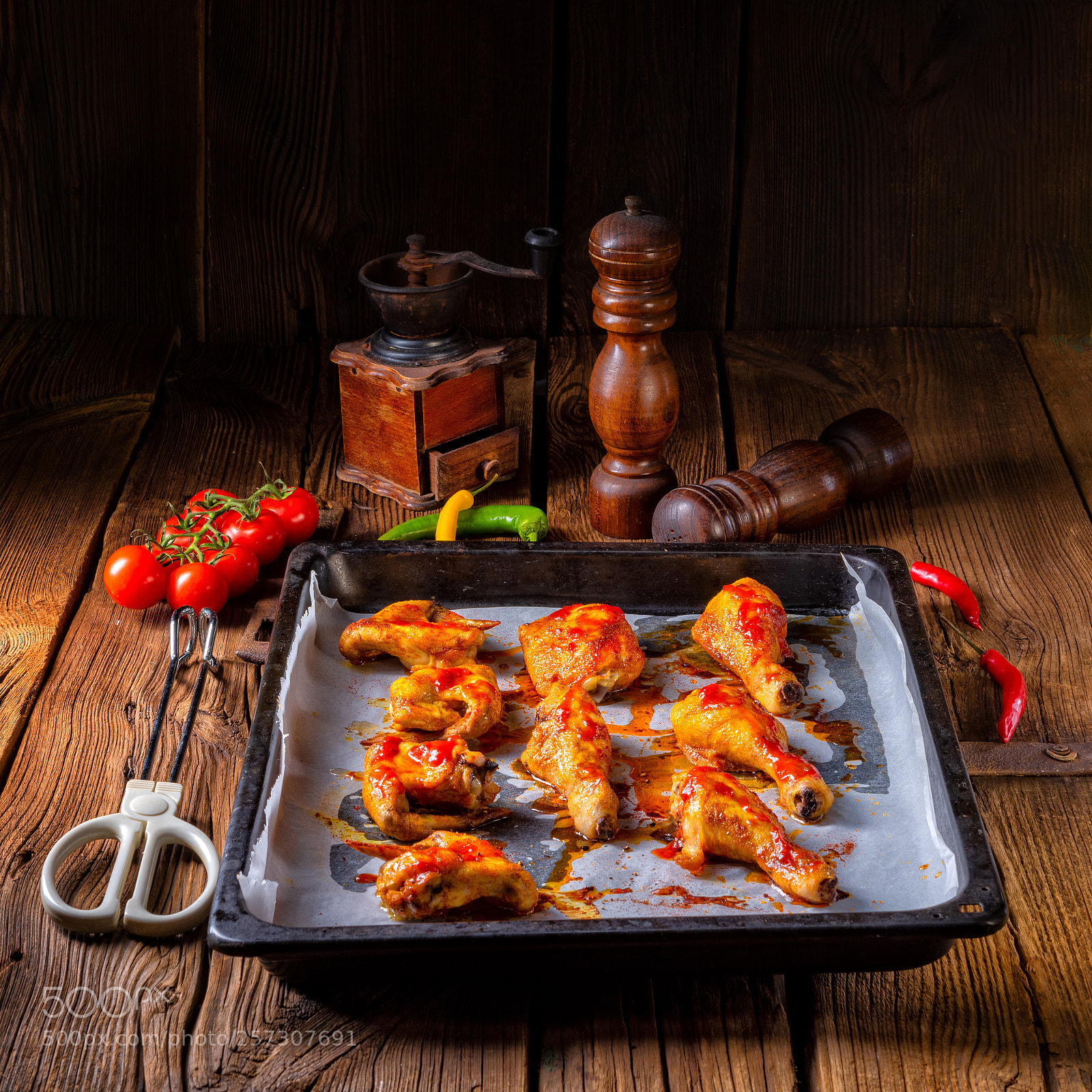 Nikon D810 sample photo. Rustic backed chicken wings,legs photography