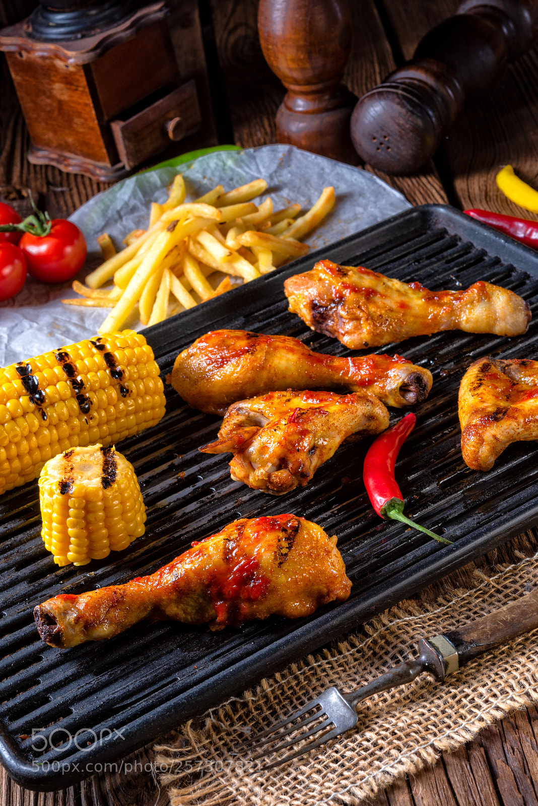 Nikon D810 sample photo. Rustic grilled chicken wings,legs,and photography