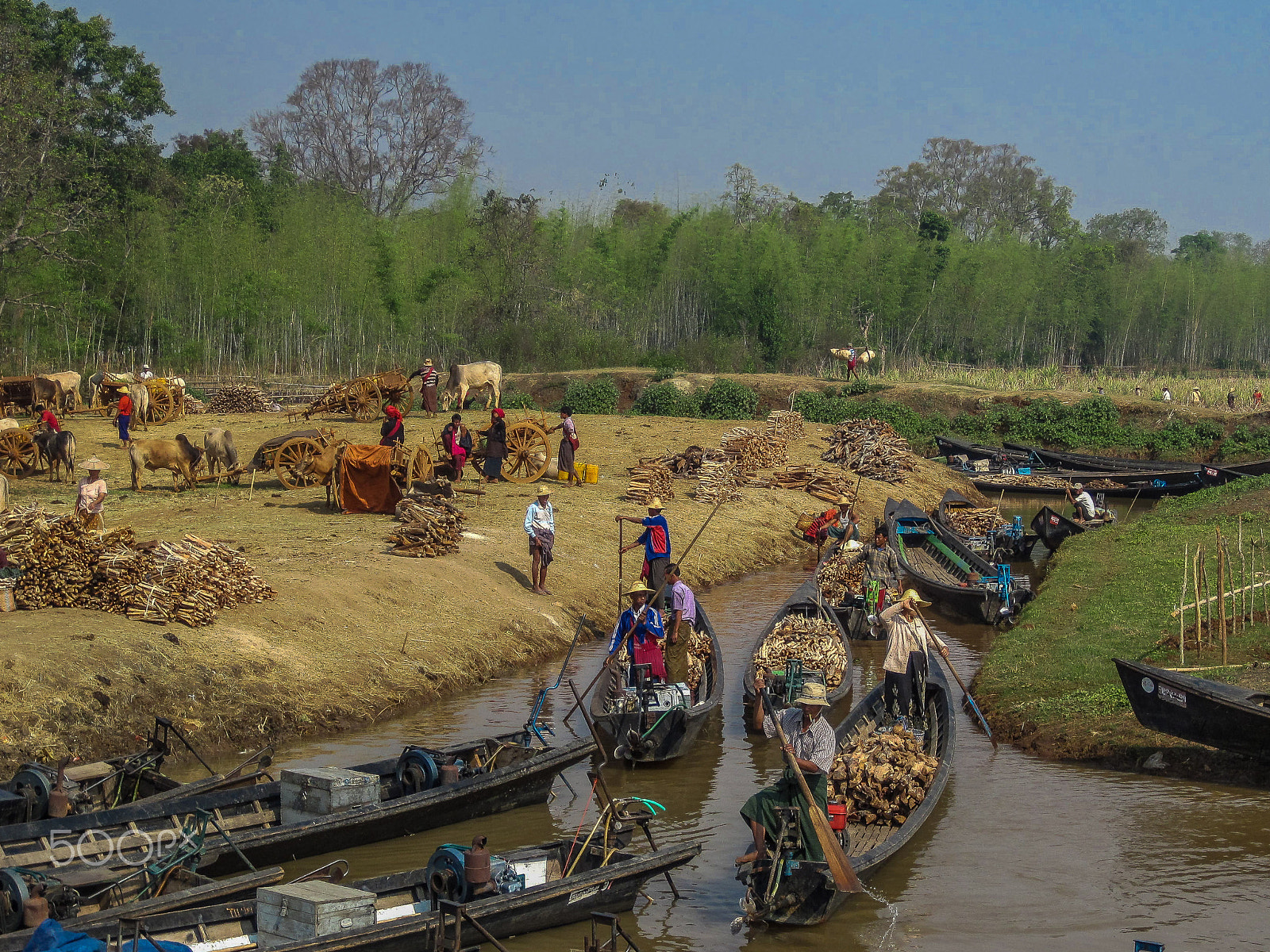 Canon PowerShot D10 sample photo. Firewood market on inle lake photography