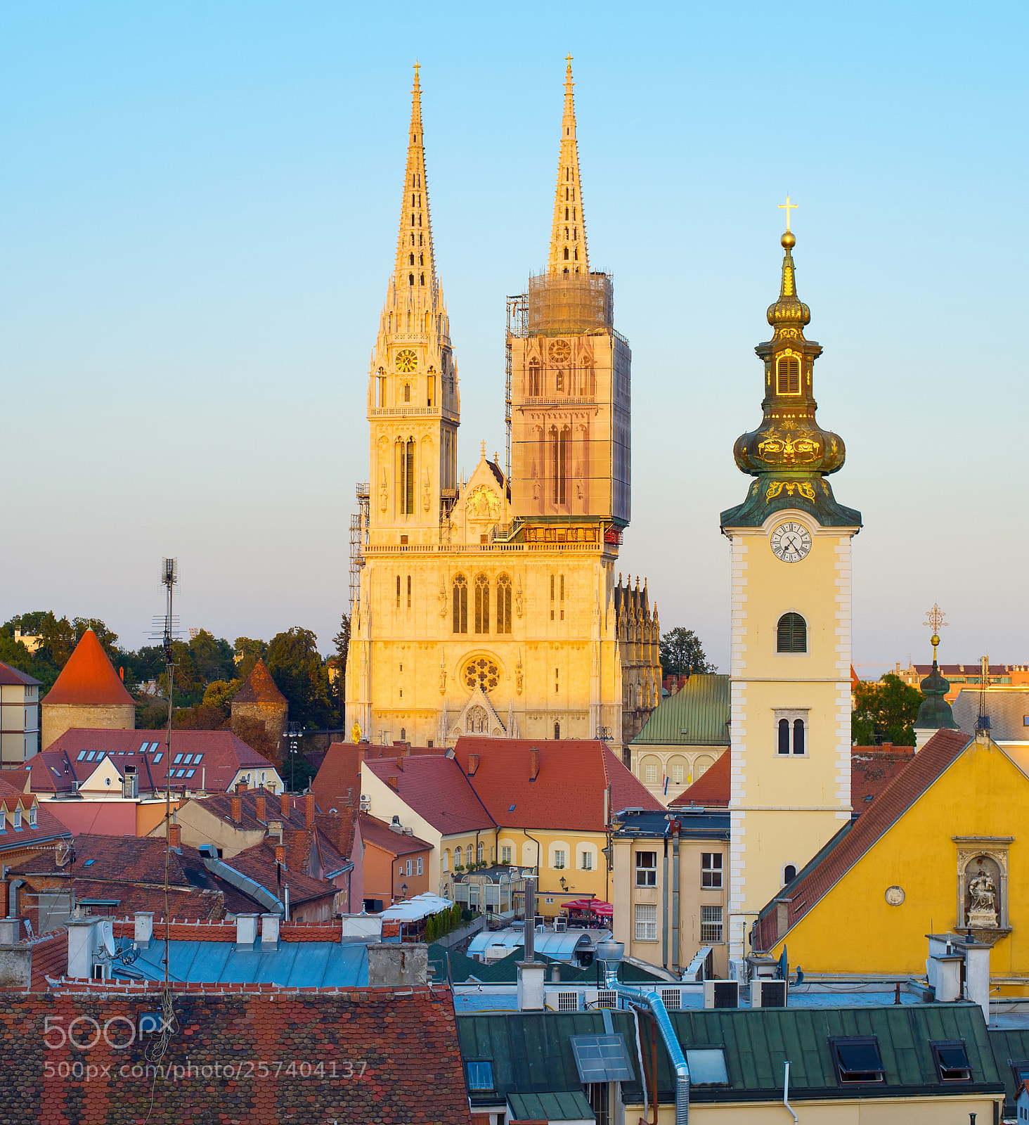 Nikon Df sample photo. Zagreb cathedral at sunset photography