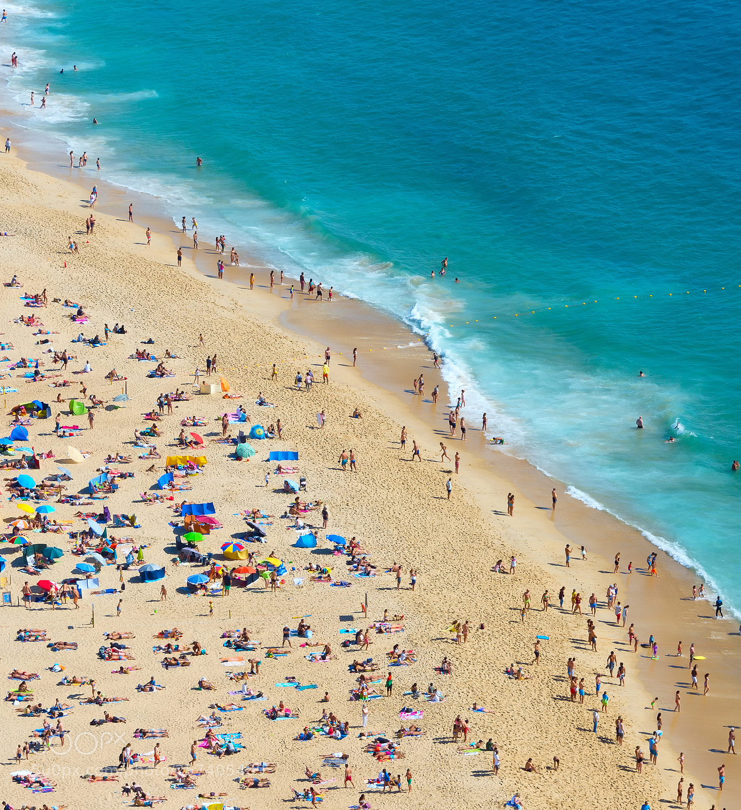 Nikon Df sample photo. Crowded ocean beach. aerial photography