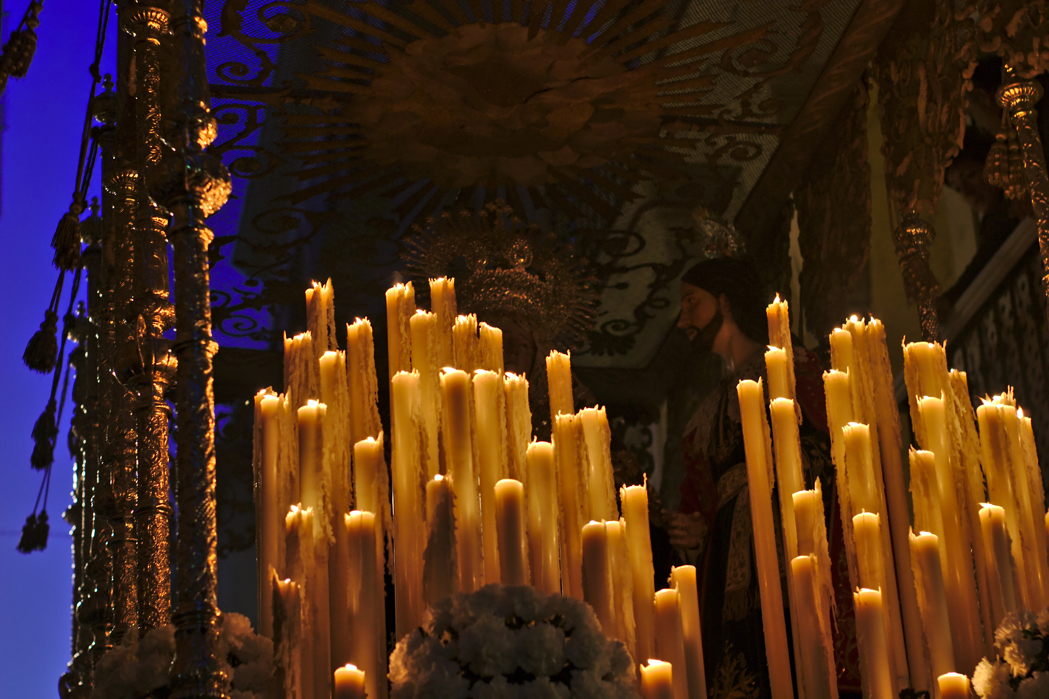 Canon 50mm sample photo. Candles and blue photography