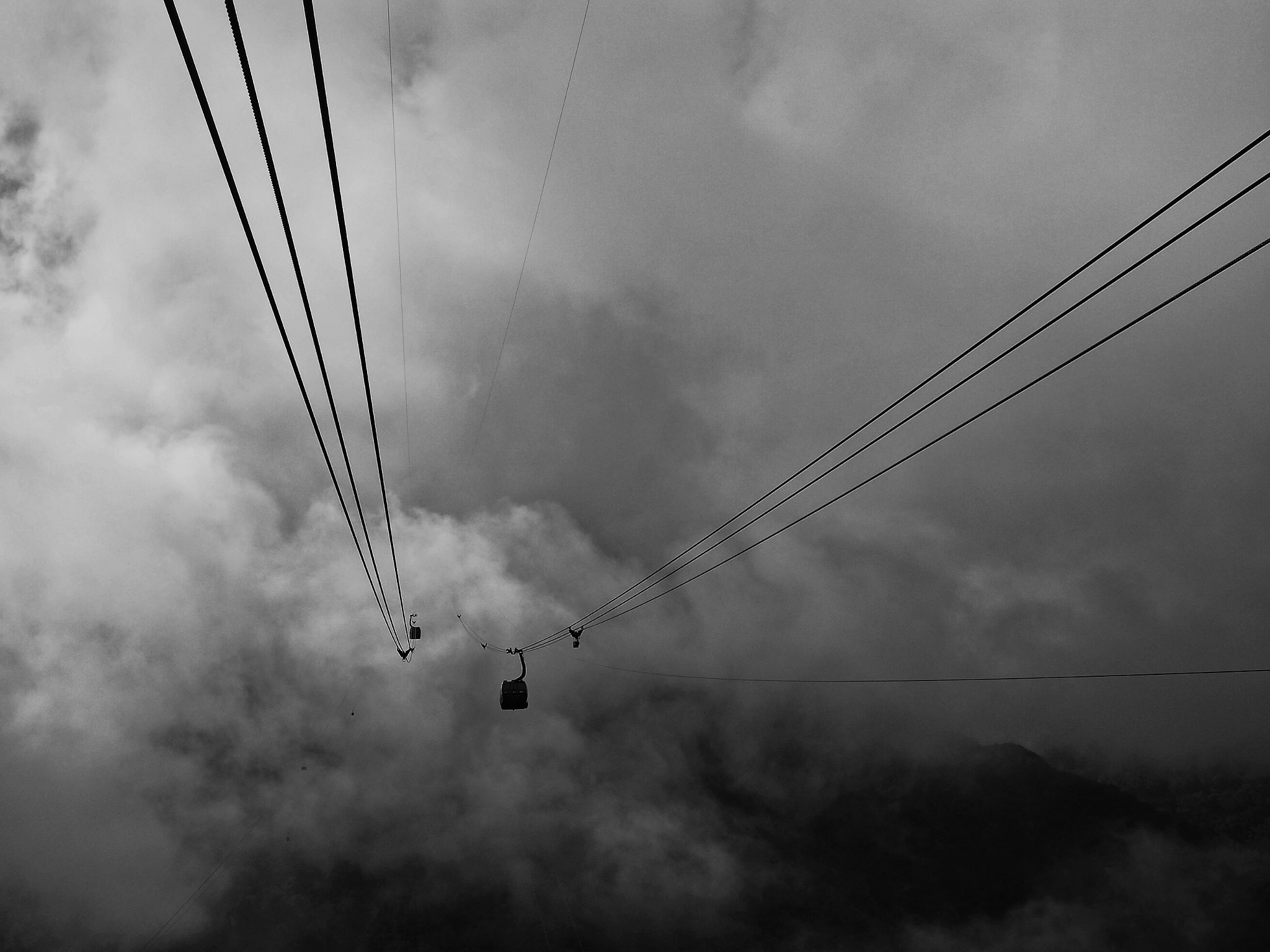 Olympus PEN E-PL5 sample photo. Cable car in the clouds photography