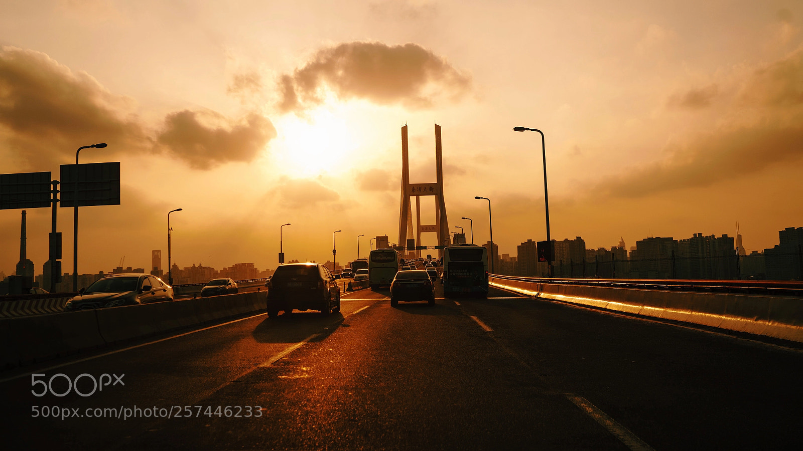 Sony a7R II sample photo. Sunset | shanghai nanpu bridge photography