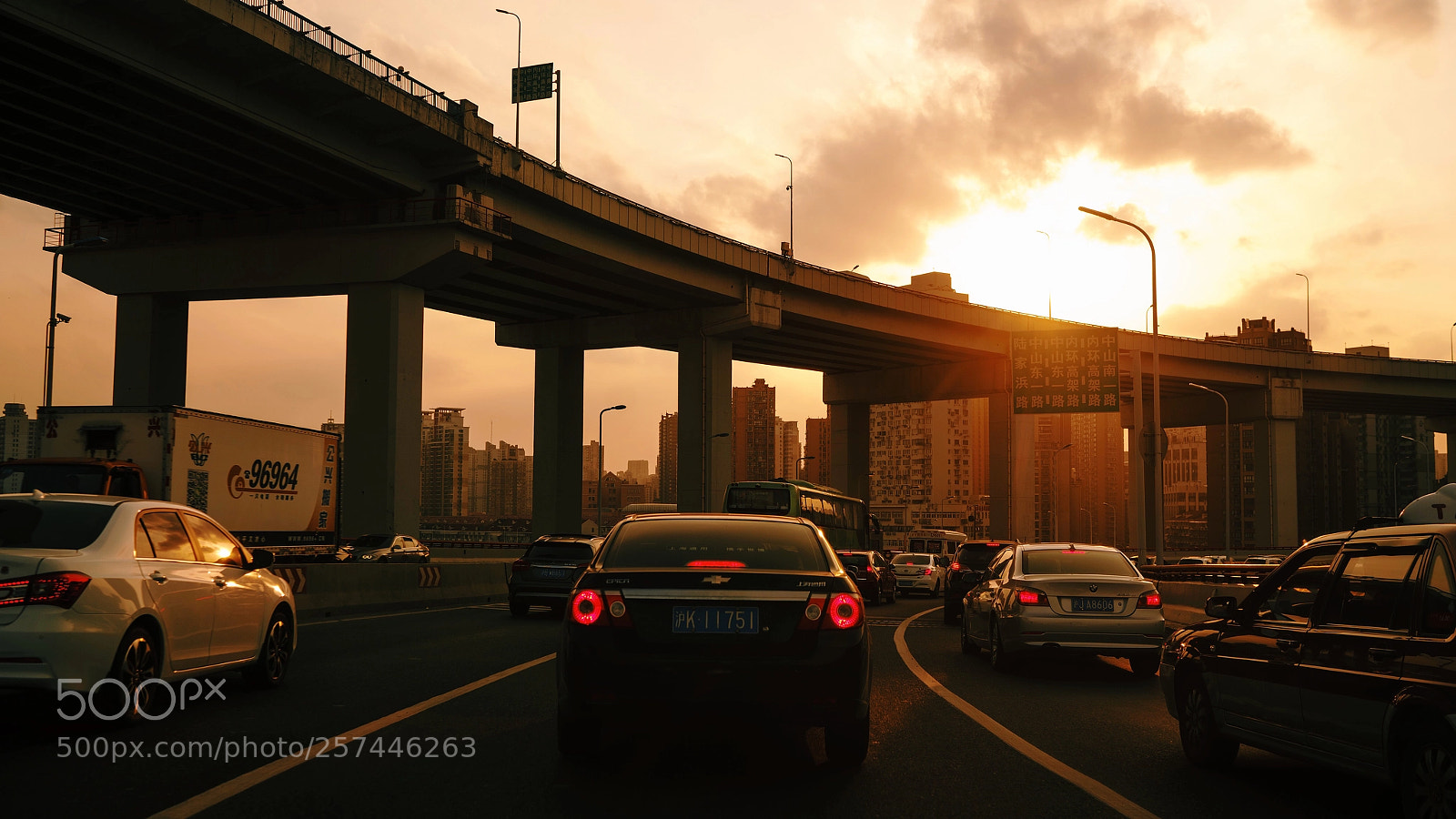 Sony a7R II sample photo. Sunset | shanghai nanpu bridge photography