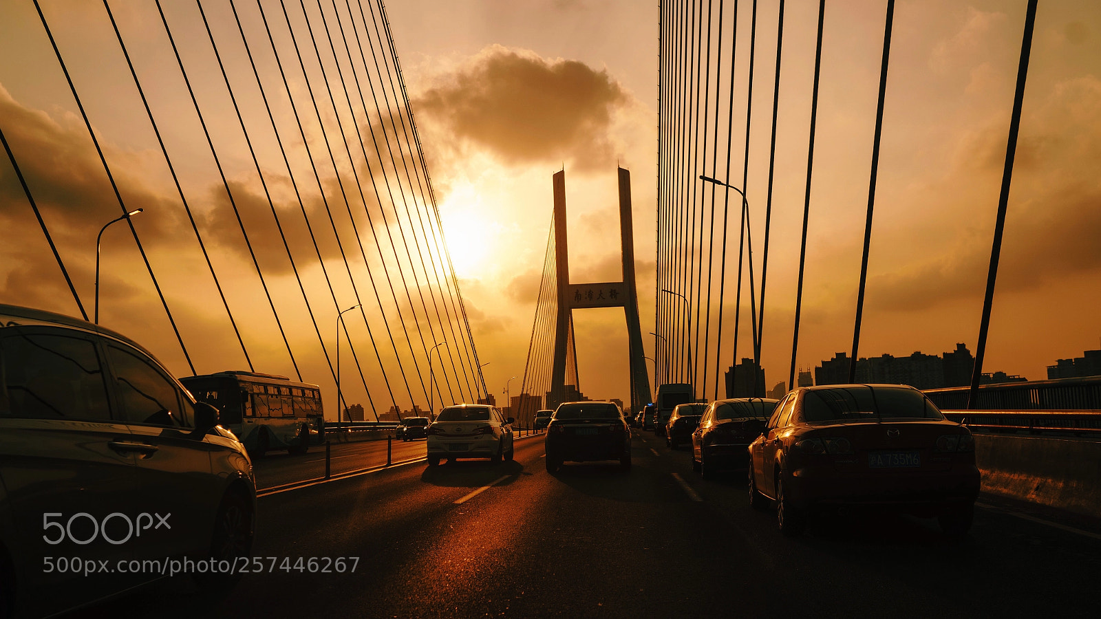 Sony a7R II sample photo. Sunset | shanghai nanpu bridge photography