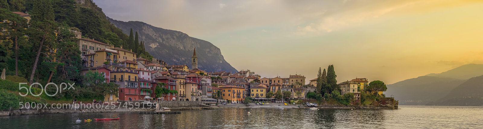 Sony a7 II sample photo. Varenna's beautiful sunset panorama photography