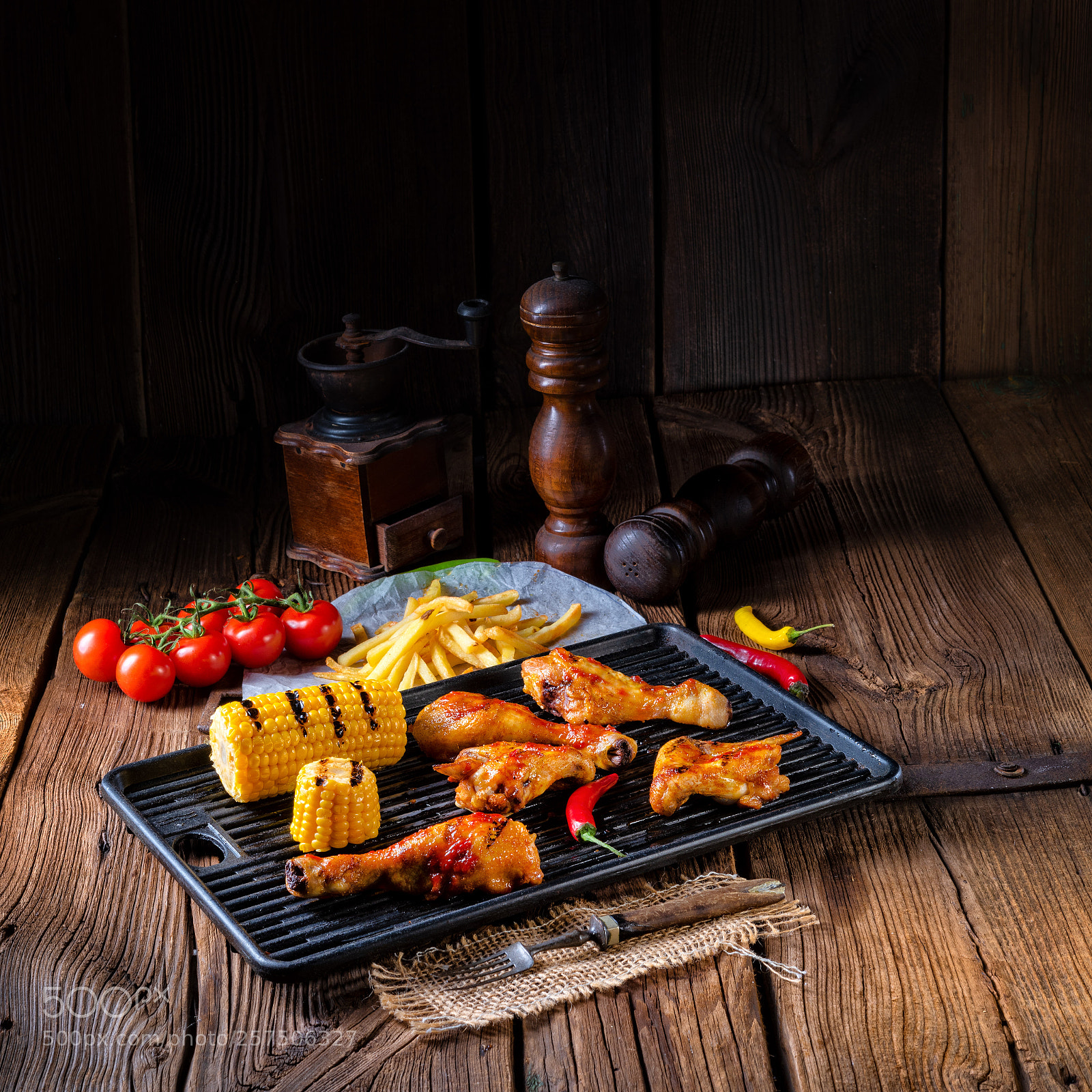 Nikon D810 sample photo. Rustic grilled chicken wings,legs,and photography