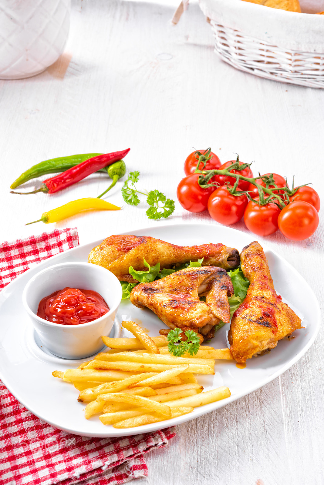 Nikon D810 sample photo. Grilled chicken wings,legs,chips and photography