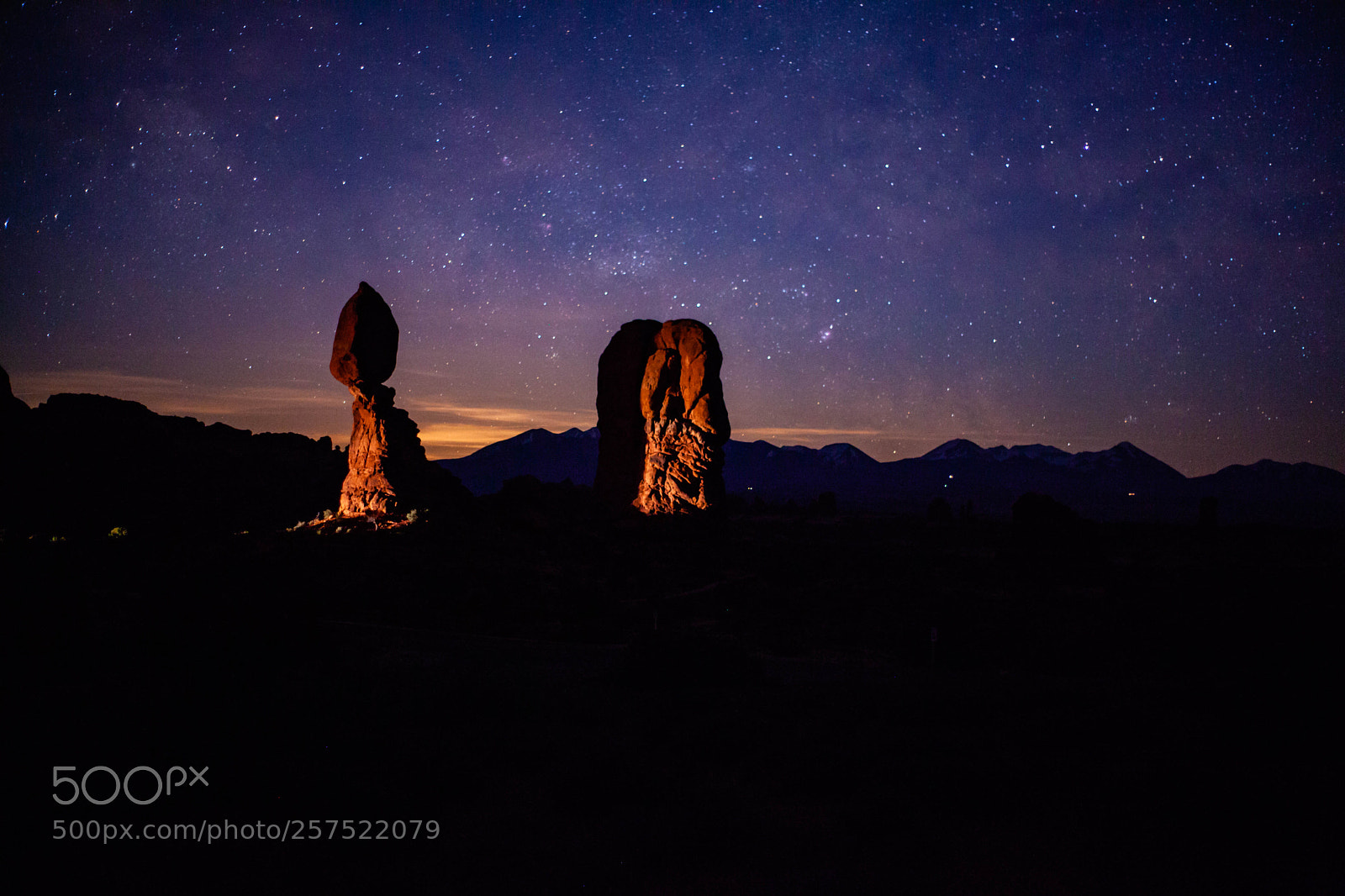 Canon EOS 5D Mark II sample photo. Balanced rock at night photography