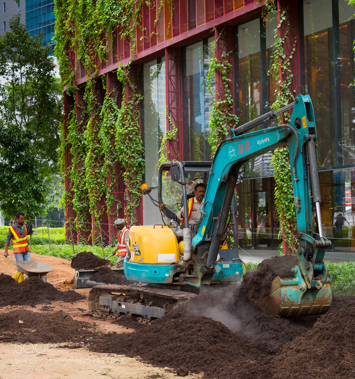 Nikon Df sample photo. Workers work in park photography