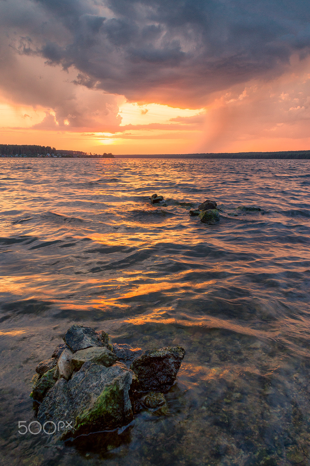 Sony Alpha NEX-C3 sample photo. Summer storm on the lake in a beautiful sunset photography