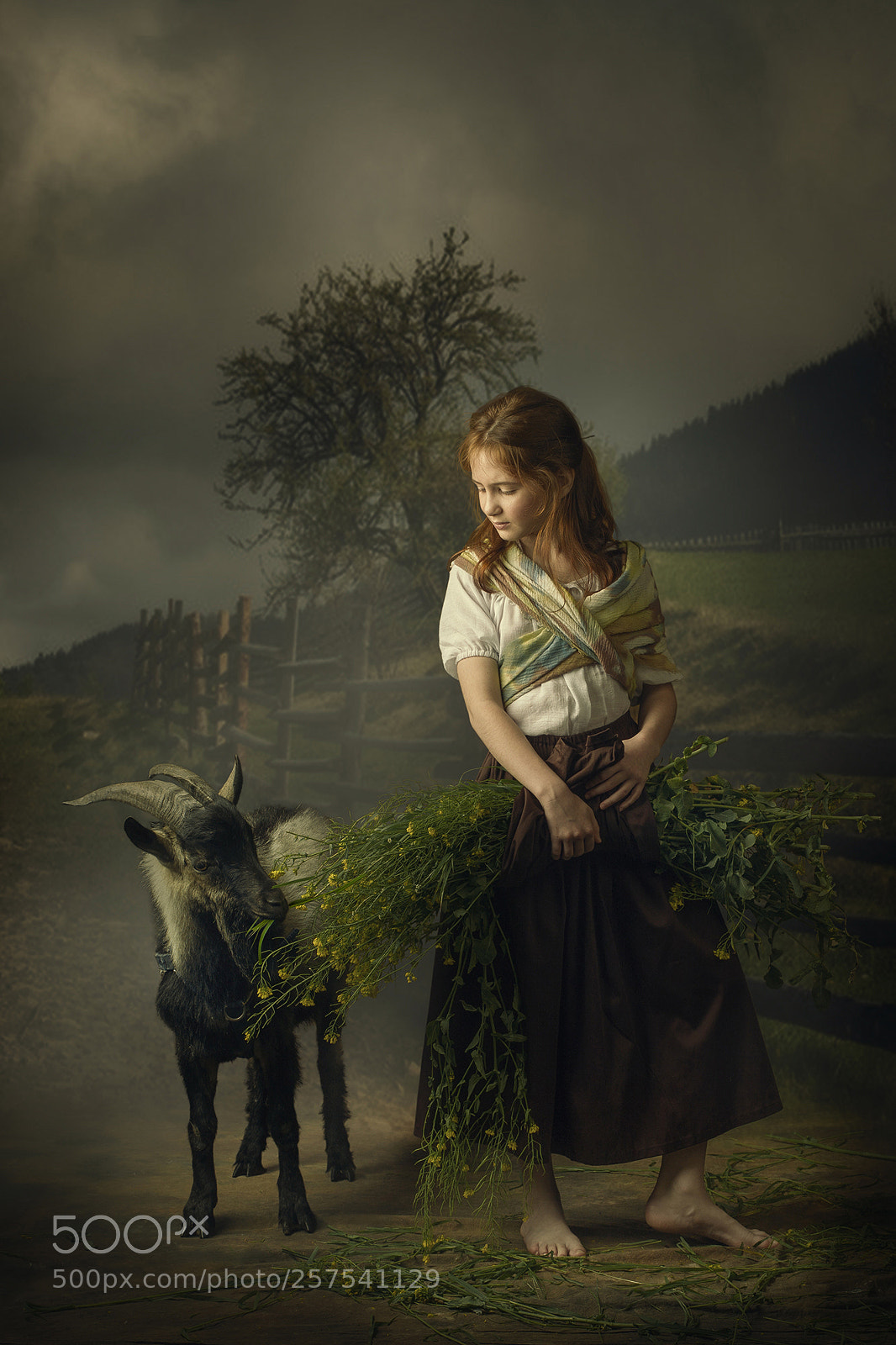 Canon EOS-1D Mark IV sample photo. Girl with goat&flowers photography