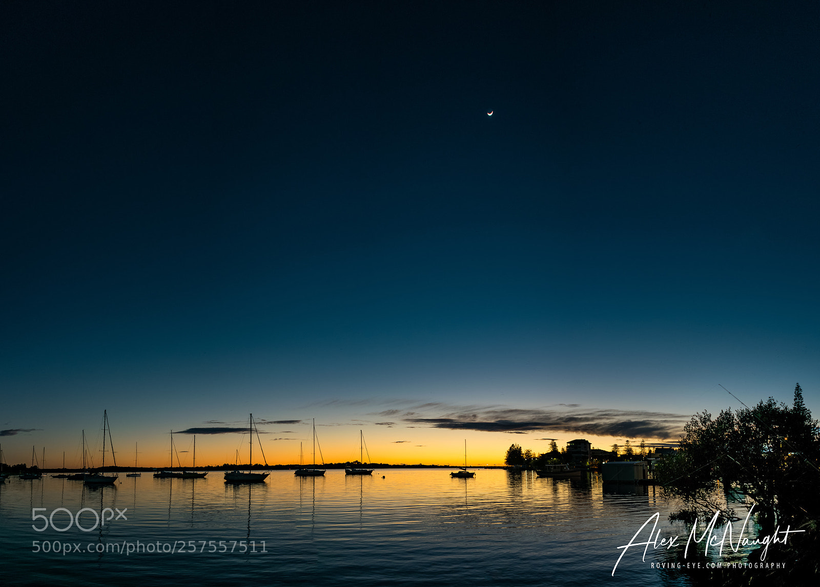 Nikon D3300 sample photo. Nautical dawn with moon photography