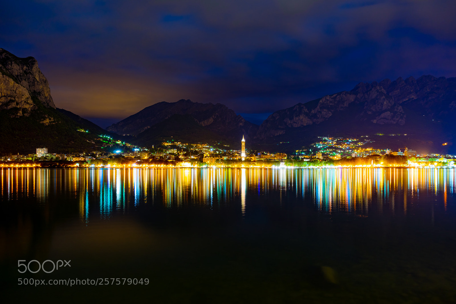 Sony a7 sample photo. Lecco by night photography