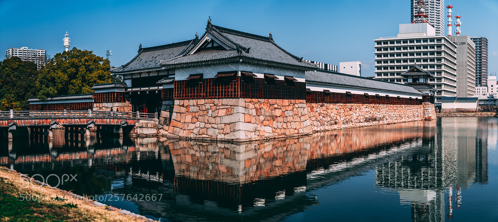 Sony a7R III sample photo. Hiroshima castle walls photography