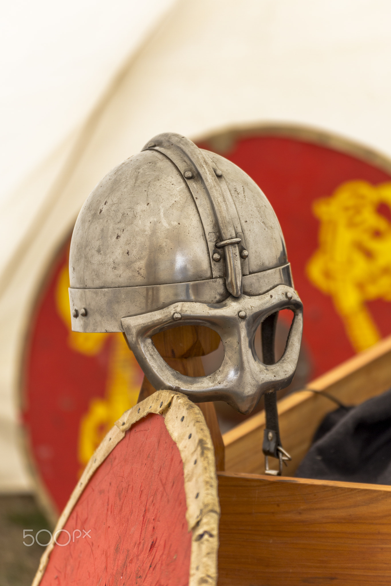 Authentic medieval armor and weaponry