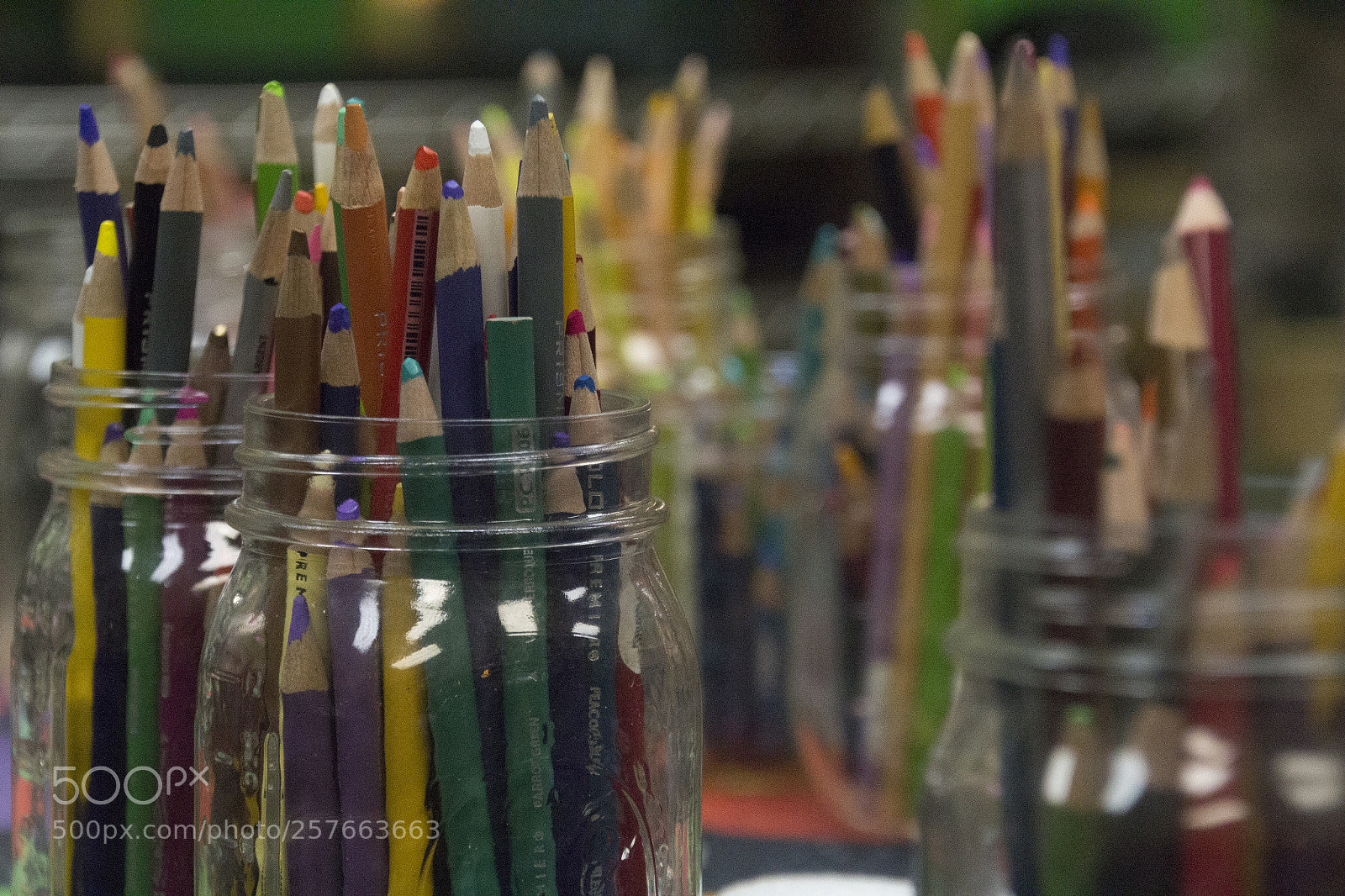 Canon EOS 1200D (EOS Rebel T5 / EOS Kiss X70 / EOS Hi) sample photo. Jars of colored pencils photography