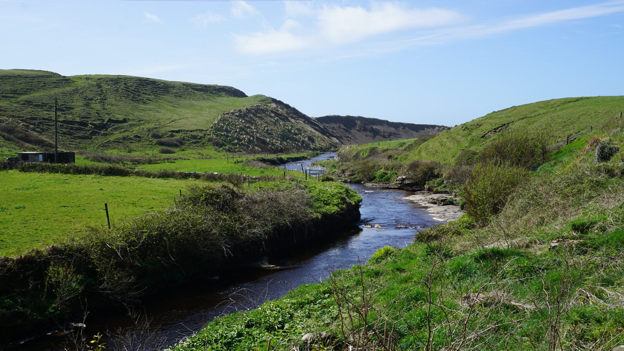 Sony a6000 + Sony E 18-50mm F4-5.6 sample photo. River through the irish countryside photography