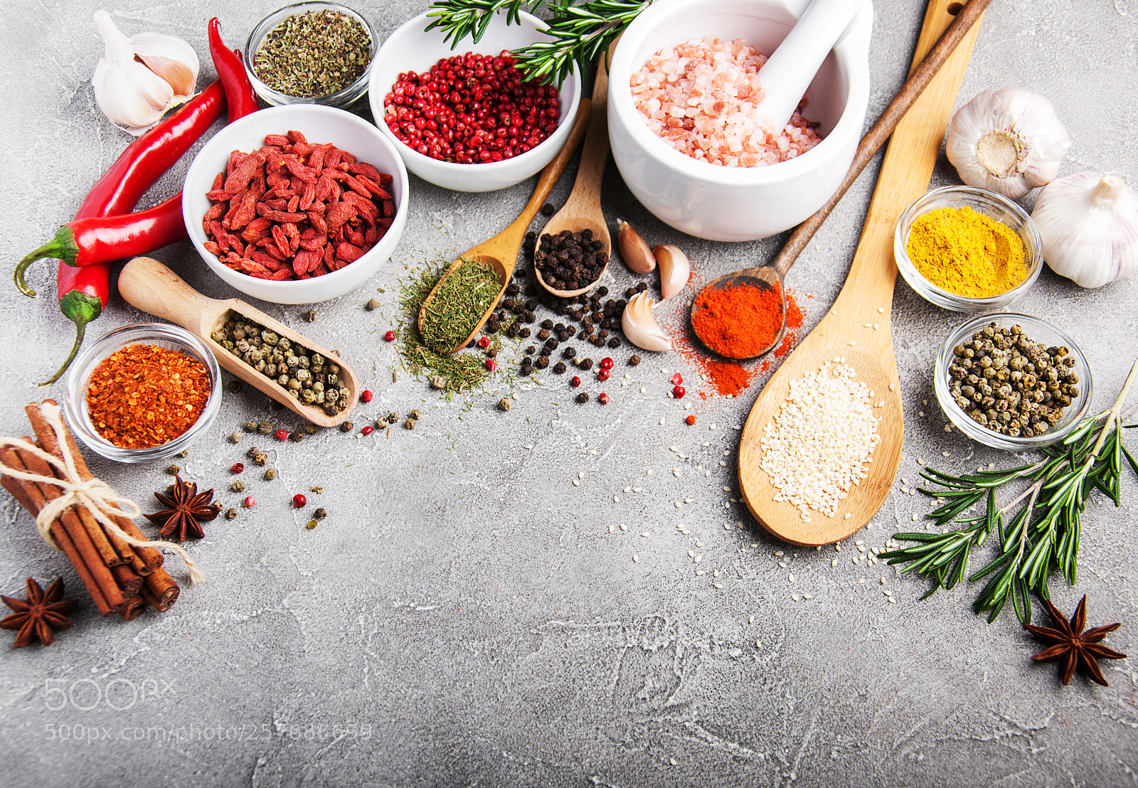 Nikon D90 sample photo. Different kind of spices photography