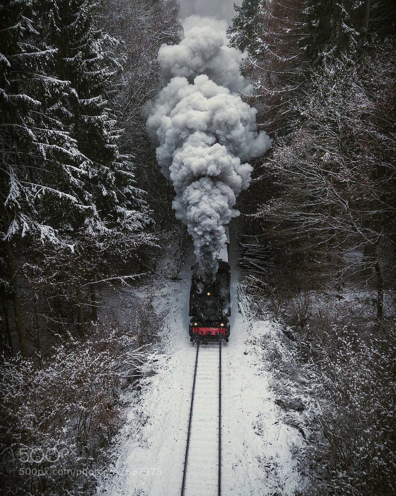 DJI FC220 sample photo. Aerial steam train photography