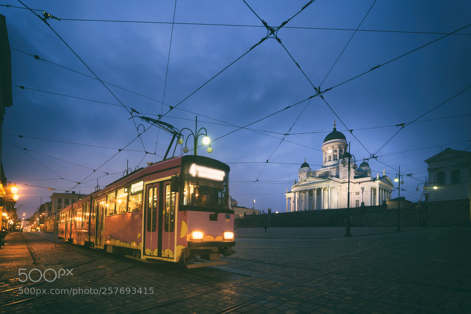 Sony a7R II sample photo. Tram passing helsinki senate photography