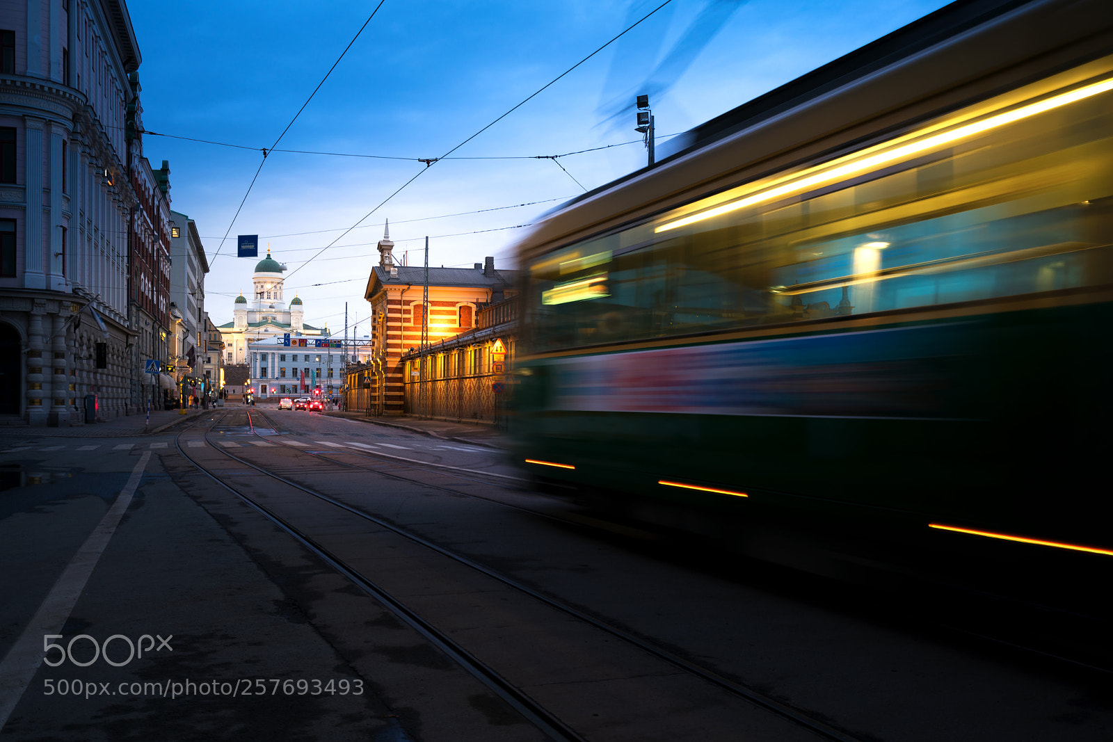 Sony a7R II sample photo. Tram passing helsinki senate photography