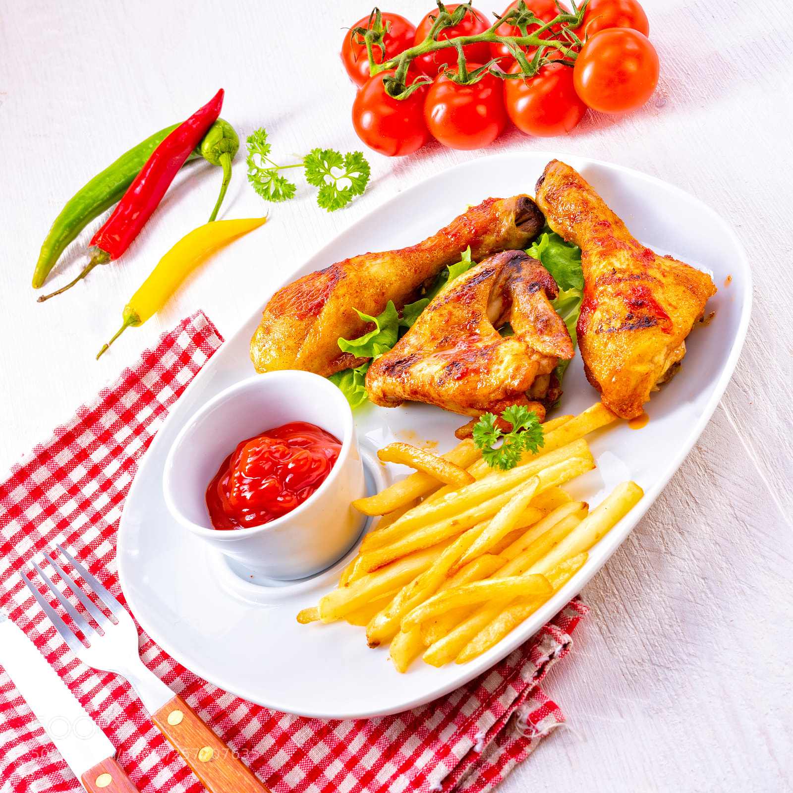 Nikon D810 sample photo. Grilled chicken wings,legs,chips and photography