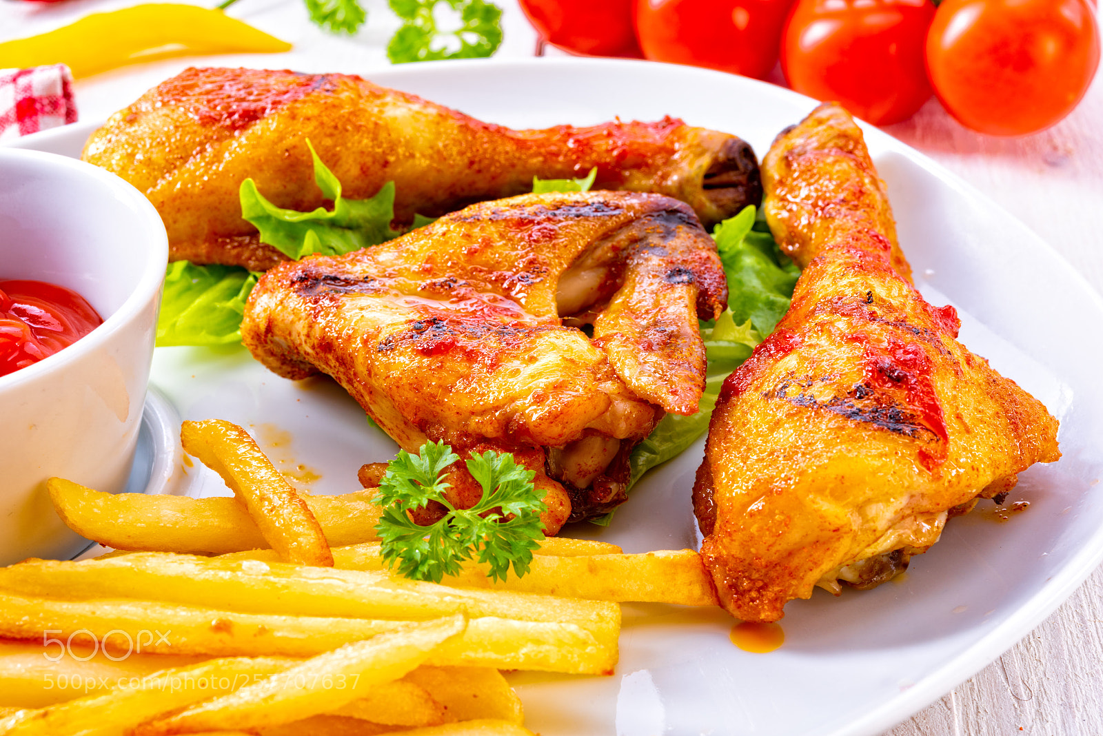 Nikon D810 sample photo. Grilled chicken wings,legs,chips and photography