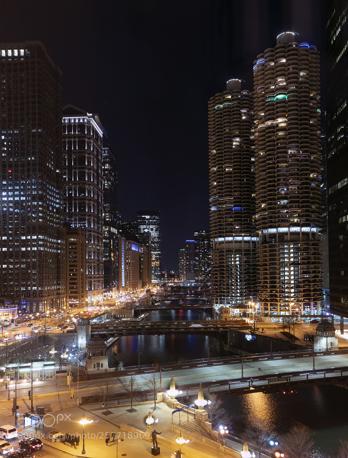 Sony a7R III sample photo. Nightscape of chicago river photography