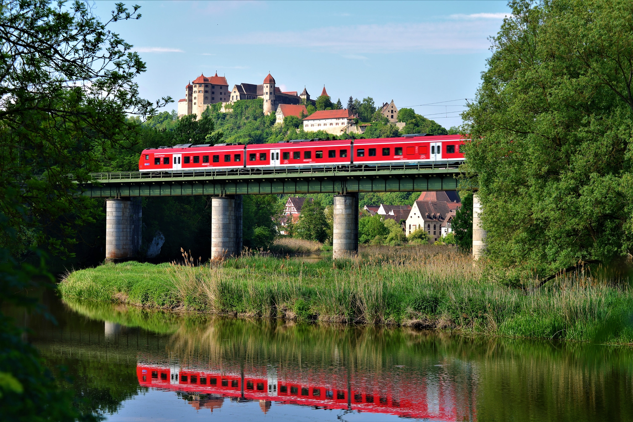 Nikon D600 sample photo. Modern train in the town of harburg photography
