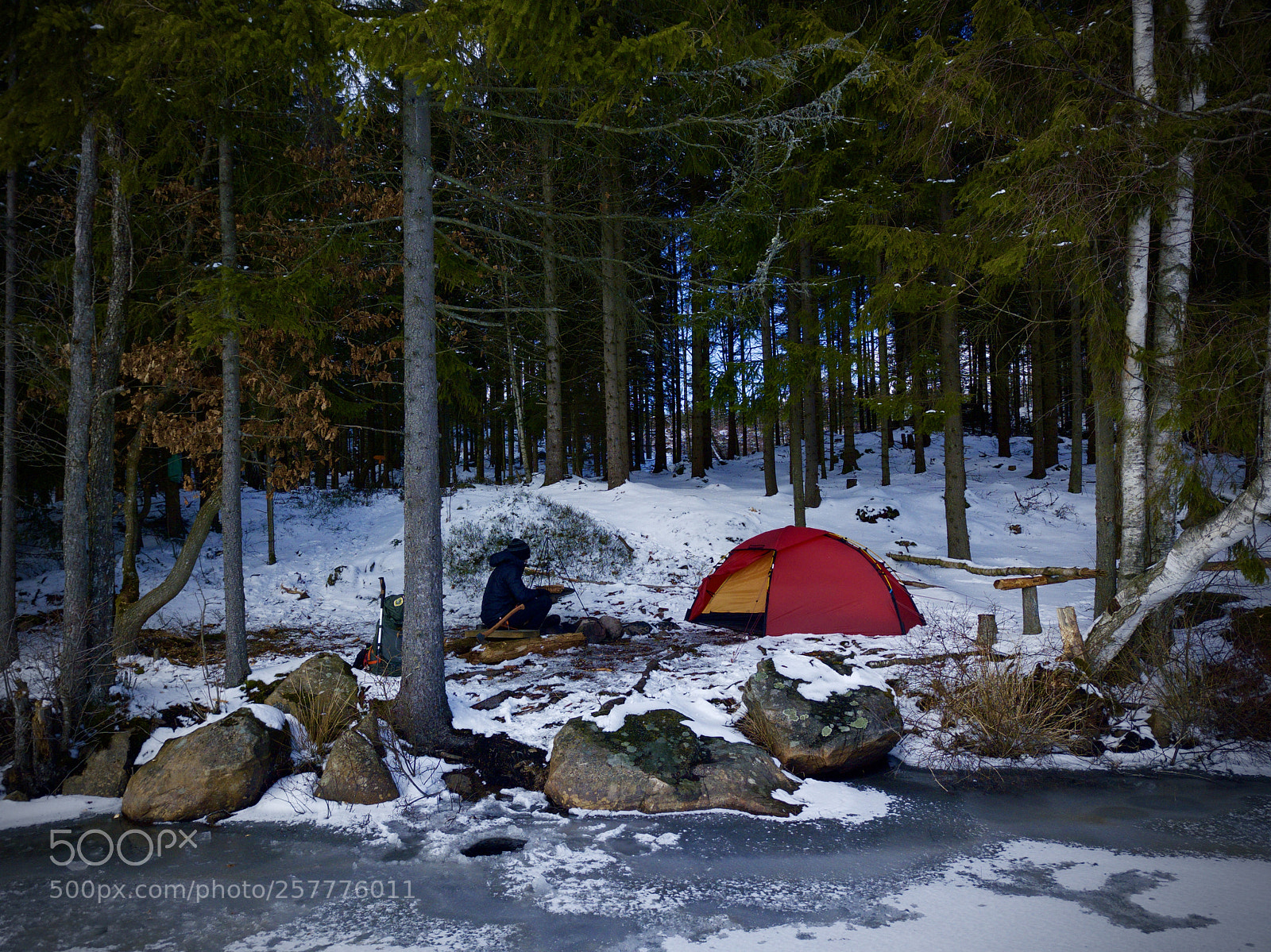 DJI FC220 sample photo. Solo wild tent camp photography