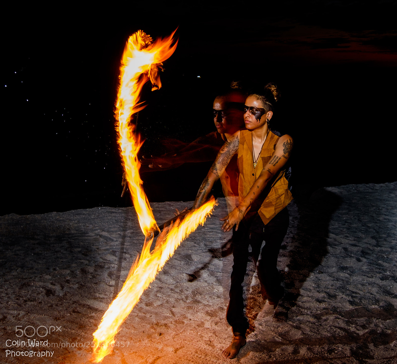 Fujifilm X-T1 sample photo. Fire dancer photography