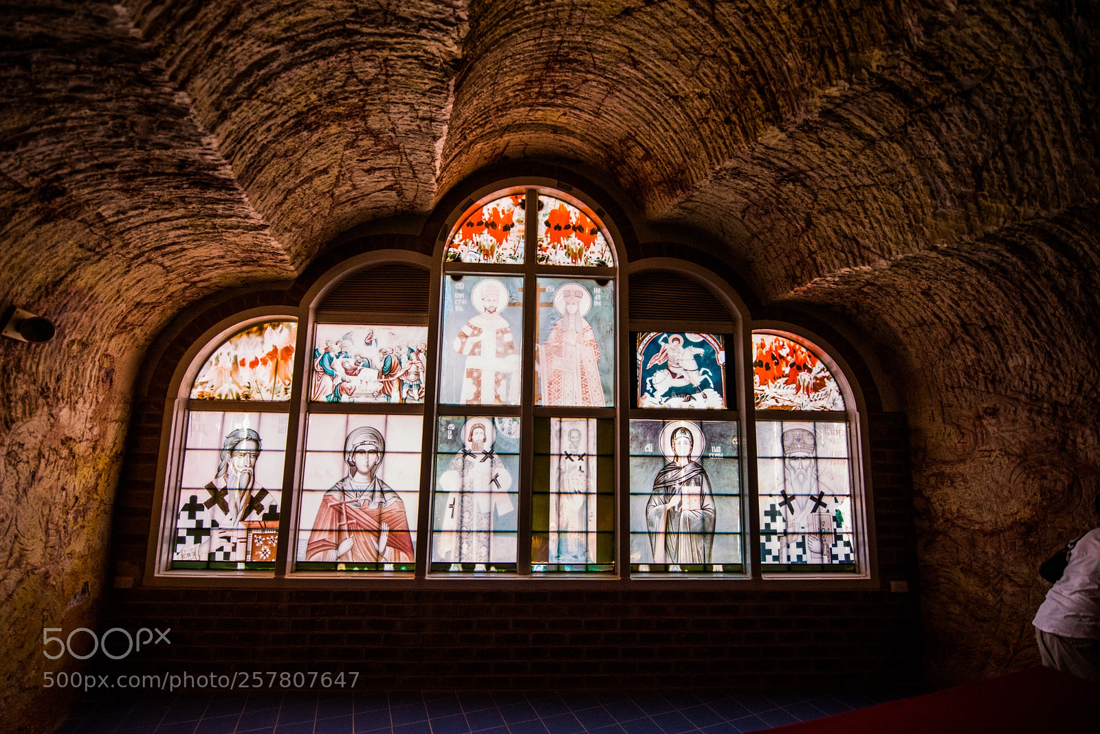 Nikon D750 sample photo. Stained glass, underground church photography